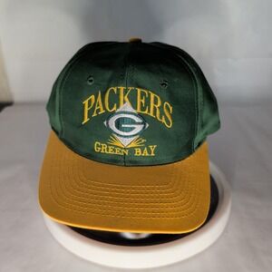 Vintage Green Bay Packers Hat Cap Snap Back Mens One Size Green NFL Football 90s